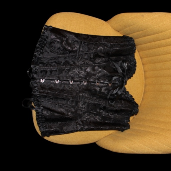 🖤 Black Floral Corset with Bow & Sculpted Bust – Romantic & Bold - Picture 1 of 5